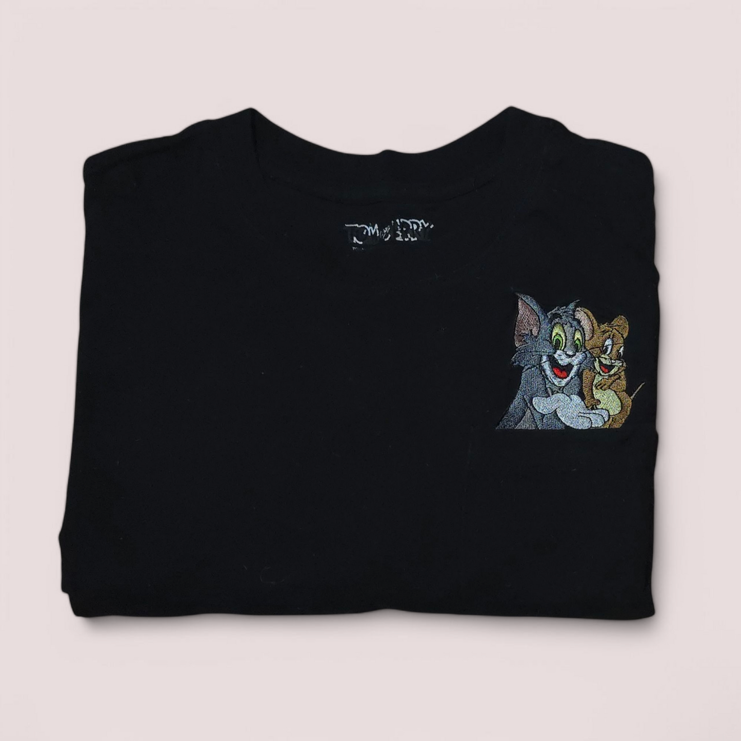 (S) Vintage Tom & Jerry Embroidered pocket T-Shirt