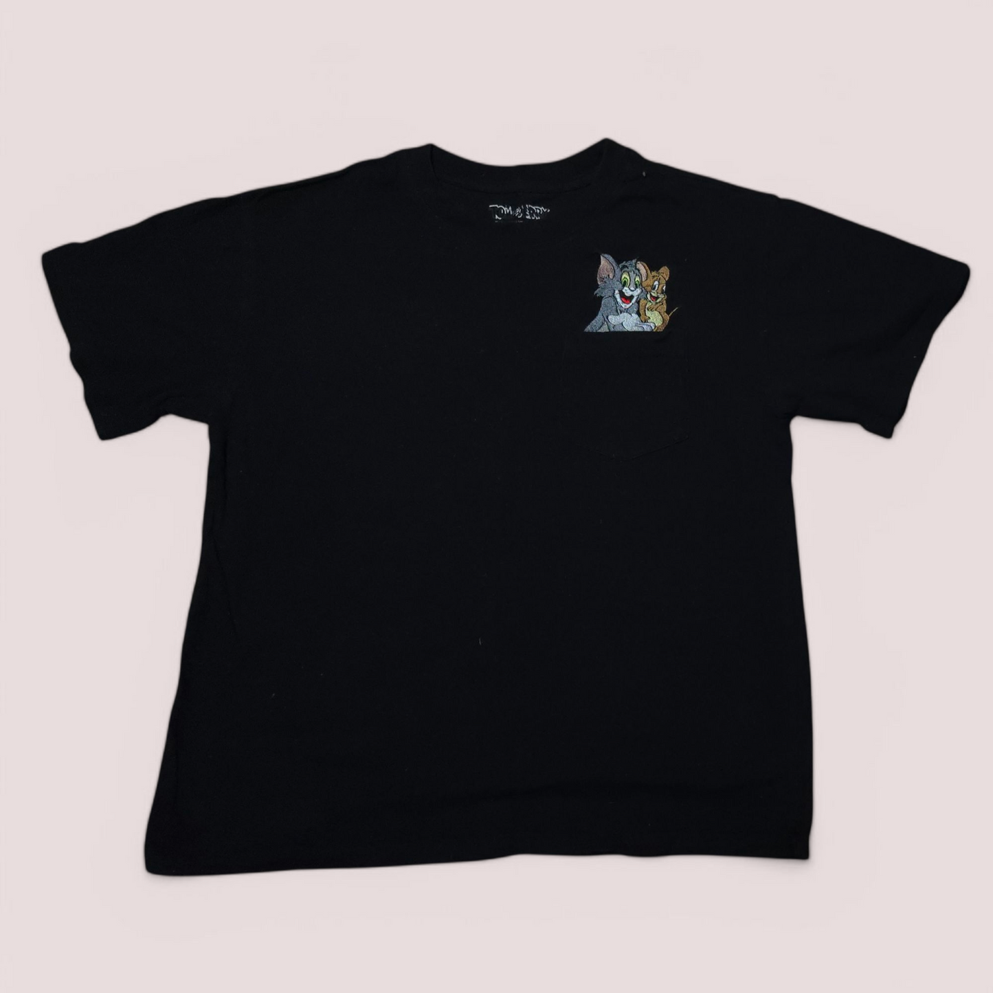 (S) Vintage Tom & Jerry Embroidered pocket T-Shirt